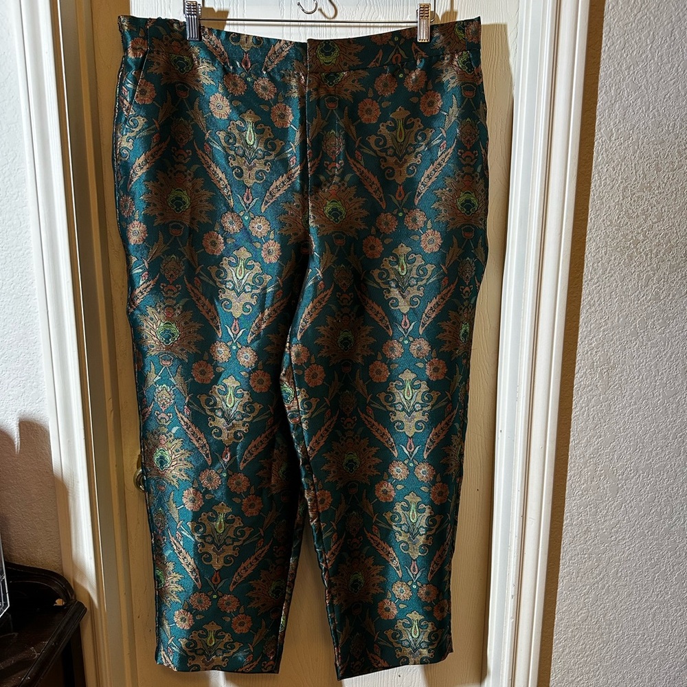 Anthropologie Maeve Floral Patterned Cigarette Pants 1X